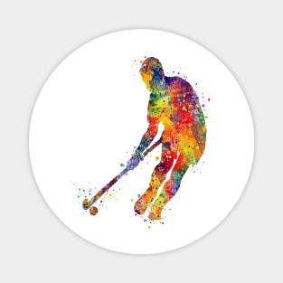 Boy Field Hockey Player Silhouette Magnet